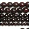 Pietra 8mm pietra naturale granato rosso scuro perline sciolte rotonde 15 fili 4 6 8 10 12 mm scegli la misura per la creazione di gioielli consegna di goccia 2022 Dhldb