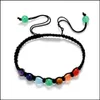 Perline Fai da te 7 Colorf Perline di pietra naturale Bracciale Chakra di cristallo per le donne Braccialetti di corda intrecciata Reiki Gioielli spirituali Yoga Goccia D Dh5Pz