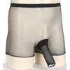 Onderbroek sexy mannen visnet zie door boksers ondergoed uitgehold uitademelijk rekbare mietje korte kanten trim built bouch shorts