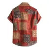 Men's Casual Shirts Mens Tunic Length Tee Top Fashion T-shirt Lapel Men's Printed Blouse Men Shirt Dress Large Tall T