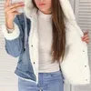 QNPQYX New Winter Denim Jacket Women Loose Plus Velvet Keep Warm Lamb Wool Hooded Coat Fashion Casual Large Size Cotton Clothing