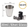 Tasses Verres à vin En Acier Inoxydable Mini 4 pièces Ensemble En Cuir PU Tasse Portable En Plein Air Voyage Camping Partie Boisson Ménage Cuisine Outil