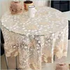 Nappe Europe Table En Organza Er Dentelle Brodée Ronde / Rec Nappes De Mariage Décoration De Meubles Tissu De Fil Transparent 21072 Dhfoi