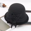 Beralar Kadın 3d Floral Fedora Şapkası Yün Retro Sonbahar ve Kış Kadınlar Dome Rahat Ana Kova