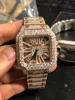 Orologio automatico Top New Skeleton Sier VVS1 Diamanti PASS Movimento al quarzo di qualità Uomo Luxury Iced Out Sapphire con scatola L