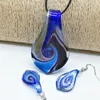 Boucles d'oreilles de collier Set Fashion 3set Glass Murano Floral Feuille Pendre Jewelry