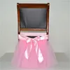 Chair Covers Lovely White Pink Country Kid Baby Shower Birthday Baptism Event Party Supplies TUTU Wedding Decoration Tulle Tie Skirt