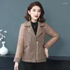 Gabardina para mujer, abrigo de algodón de terciopelo de cordero de imitación para otoño e invierno, ropa de piel para mujer, prendas de vestir exteriores para mujer, traje con cremallera y cuello para mujer