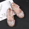 Atletische schoenen Meisjes Leer kinderen Casual sneakers Kinderjurk Flats Crystal Rhinestone Parels parels kralen met Butterfly Princess Wedding