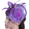 Basker Brud Bröllop Vit Huvudbonad Elegant Damer Mariage Mesh Fascinator Hatt Fancy Veils Chapeau Keps Mode Huvudbonader Damer