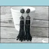 Stud Handmade Crystal Tassel bengelen oorbellen met plave strass sieraden voor dames bohemia oorring er176 drop levering 2022 dhrcf