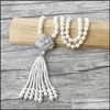 Pendant Necklaces Camellia Shape Zircon Charm Pendant Cz Micro Pave Natural Shell Pearl Beads Tassels Women Jewelry Necklace Nk520 D Dhlwp