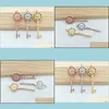 Pendant Necklaces 5 Pcs Tiny Cz Crystal Key Shaped Charm Zircon Stone Micro Pave Pendant Women Jewelry Finding Diy Necklace Making P Dhkwl