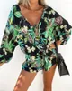 Tracksuits voor dames Vacation Beach Holiday Outfits mode streetwear dames zomerpak sexy v-neck bloemen planten print topgebonden shorts