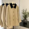 Płaszcze damskie okopy 2022 Khaki z krótkim światłem dla kobiet małe jesienne mozaiki Dopasowanie luźnego płaszcza swobodnego płaszcza