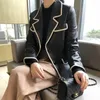 Women's Leather Coat Women's Sheepskin Autumn Short Pocket Slim Fit Black And White Contrast Color Stitching Genuine Suit Jacket