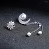 Boucles d'oreilles en peluche Imitation de couleur argent Imitation Perle Pouettel acrylique pour femmes Boho Zircon Star Moon Fashion Jewelry