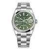 Smooth Bezel Watches Green Dial Steel Mens 36mm Sapphire Glass Watch Automatisk mekanisk rostfritt