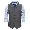 Gilet da uomo Gilet da uomo in tweed di lana Gilet da uomo 2022 Marca Slim Fit Gilet senza maniche a spina di pesce Gilet da smoking per matrimonio