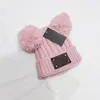 Cute Kids Two Poms Knitting Hats Luxury Designer Baby Winter Caps 5 Colors Brand Children Knitted Hats Wholesale