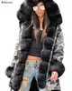 LuxuryWomen's Down Parkas Brand New Style Big Laine Col Manteau D'hiver Femmes Vêtements Chaud Épais Lâche Manteaux Casual À Capuche À Manches Longues Veste Femme