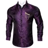 Chemises décontractées pour hommes Paisley Chemise pour hommes Violet à manches longues Col rabattu Nouveauté Polyester Jacquard Fit Concepteur de mariage d'affaires