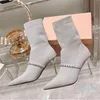 Women Fashion Casual Socks Boots Pointy Toe Stiletto Fashion Ankle Boots Size 34-40