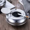 Windproof Ashtray with Lid Stainless Steel Tabletop Ashtray for Outdoor Indoor Use Desktop Smoking Ash Tray XBJK2211