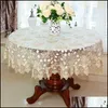 Nappe Europe Table En Organza Er Dentelle Brodée Ronde / Rec Nappes De Mariage Décoration De Meubles Tissu De Fil Transparent 21072 Dhfoi