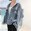 Women's Jackets Autumn Spring Korean Women Hole Denim Jacket 2022 Loose Frayed Bomber Manteau Femme Abrigo De Mujer