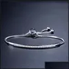Bracelets de charme Nouvelle mode Plaqué or rose à une rangée de zircone cubique Cz Crystal Bling Ajusta Otifg