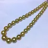 Chains Huge Charming 18"12-14mm Natural South Sea Genuine Golden Round Pearl Necklace For Women Jewelry