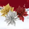 Decorative Flowers 10Pcs/Set Artificial Flower Decor Plastic Sparkling Merry Christmas Ornaments Fake Poinsettia Decorations For Home