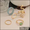 Cluster Rings Cluster Rings Cute Gold Color Snake Set per le donne Trendy Green Crystal Stone Ring Fashion Bohemian Jewelry Giftscluste Dhrny