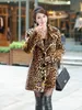 Luxurynew Winter Women Faux Fur Fur Coats السميكة معاطف الفهد الدافئة والسترات الإناث Fur Parka Manteau Femme Hiver