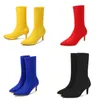 HBP Designer Boots New Fashion Pointy Suede Candy Set Foot Solid Thin Thin Multi Color Women 220816