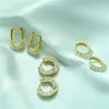 Kolczyki obręcze Hecheng Pearl for Women Conting Count Cz Hoops Pierścienie uszu biżuteria prosta akcesoria Słodka kobieta