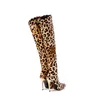 Boots Autumn New Women's High Top Boots Fashionable Sexy Pointed Toe Leopard Print Nightclub High Heeled Over the Knee Boots 220913