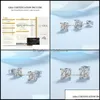 Stud Earrings Jewelry Princess Cut 2Ct Diamond Test Passed Rhodium Plated 925 Sier D Color Couple Gift 220211 Drop Delivery 2021 Ottaq