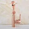 Bathroom Sink Faucets Antique Red Copper Dolphin Style Basin Faucet Brass Vessel Water Tap Mixer