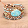 Strand Women Wrap Bracelets Natural Stones 5 Layers Leather Cuff Bangles Femme Energy Bracelet Bohemian Gifts