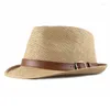 Berets Summer Straw Hat Men's Fashion Top Women's Sunscreen Retro Gentleman Jazz Solid Color