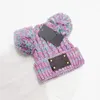 Cute Kids Two Poms Knitting Hats Luxury Designer Baby Winter Caps 5 Colors Brand Children Knitted Hats Wholesale