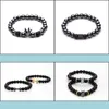 Beaded Charm Natural Stone Bracelets High Quality Golden Black Crown Dumbbells Mens Hematite Beads Bracelet For Women Men Drop Deliv Dhnqx