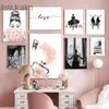 Malarstwo płótna różowy plakat modowy Perfumowy Butelki sztuki grafiki