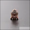 Other Wholesale Brass Metal Micro Pave Cz Buddha Head Beads For Diy Jewelry Spacer Making Bracelets Accessories Drop Delivery 2022 F Dhmht