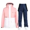 Combinaisons de ski 1-2 pièces mode Snowboard Ski costume vestes et pantalons chaud imperméable Snowsuit femmes en plein air hiver manteau de neige à capuche 2022