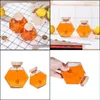 Storage Bottles Jars Glass Honey Jar For 220Ml/380Ml Mini Small Bottle Container Pot With Wooden Stick Spoon1 Drop Delivery 2022 H Dhgey