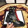 LuxuryLuxury Embroidered Ankle Boots Women Leather Bee Designer Shoes Crystals Martin Boot Sylvie Webレースアップ冬の屋外スニーカー