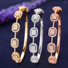 Bangle 3 Colors Charms CZ Statement Women Wedding Jewelry Full Cubic Zircon Dubai Korean Armband 2023 Design Bangles